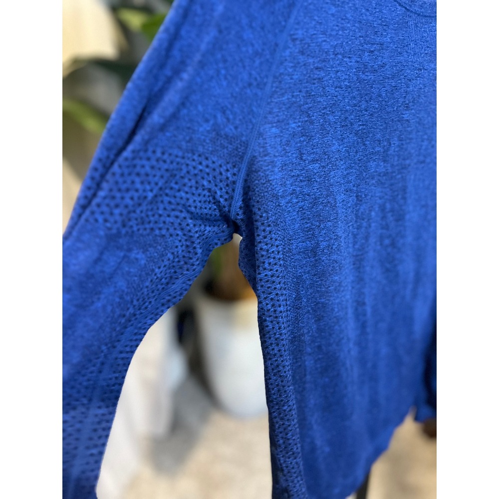 FIGS Seamless Long Sleeve Performance Top Royal Blue Space Dye Large Womens - Picture 4 of 8